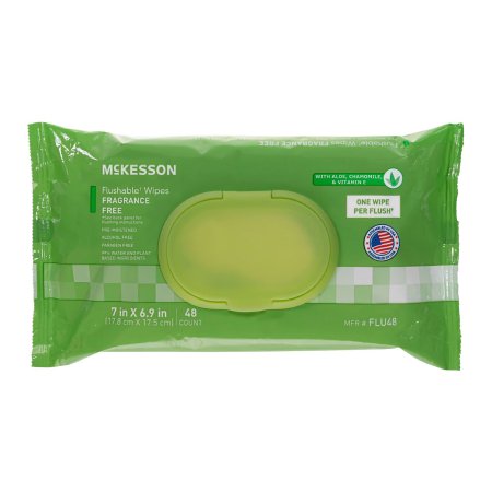 McKesson 6-9/10"x7" Flushable* Wipes - Unscented (48 Wipes)