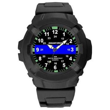 Thin Blue Line Police Officer Rugged Rubber Watch (50m Water Resistant)