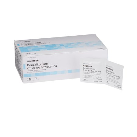 McKesson Individual Benzalkonium Chloride Antiseptic Skin Towelettes (100 Wipes)