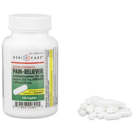 Migraine Pain Relief Caplets (Acetaminophen 250mg/Aspirin 250mg/Caffeine 65mg)