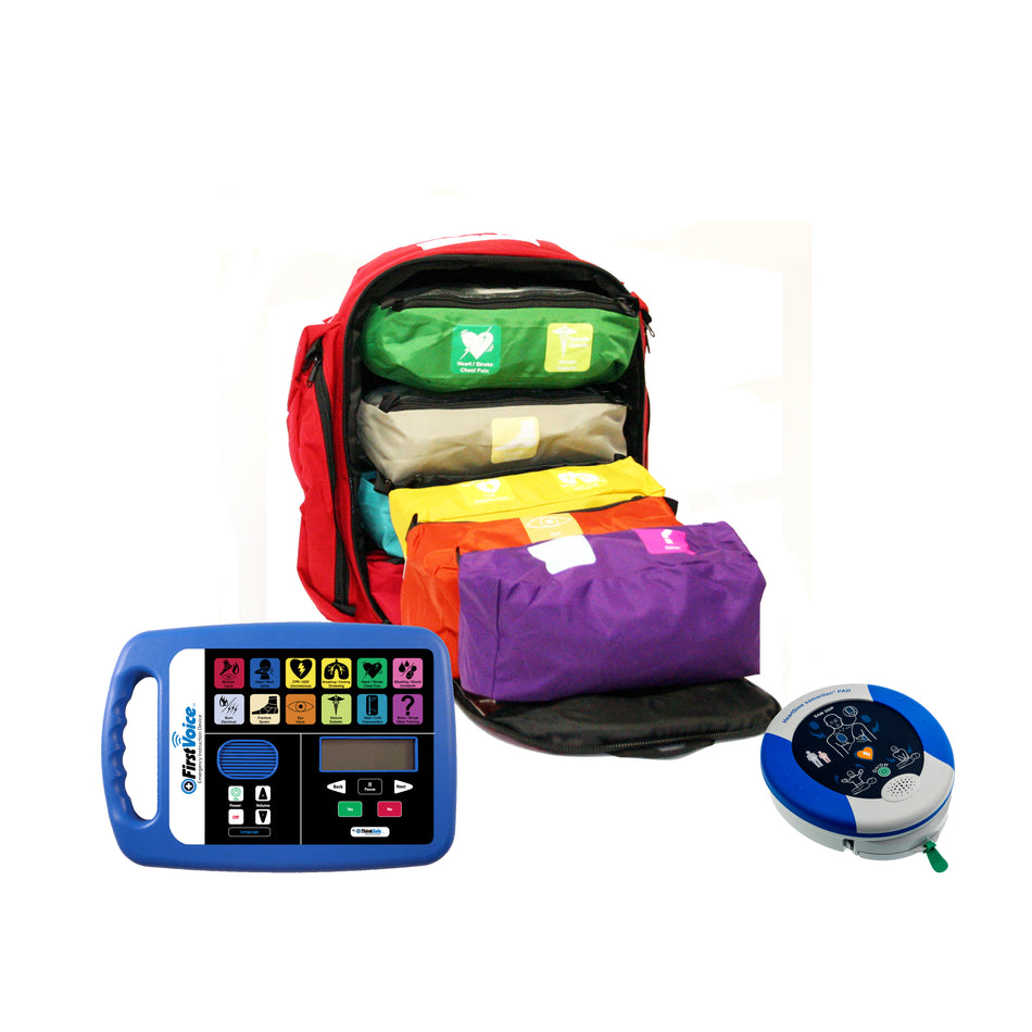 Self-Contained Emergency Treatment (SET) System Backpack Responder Kit with AED