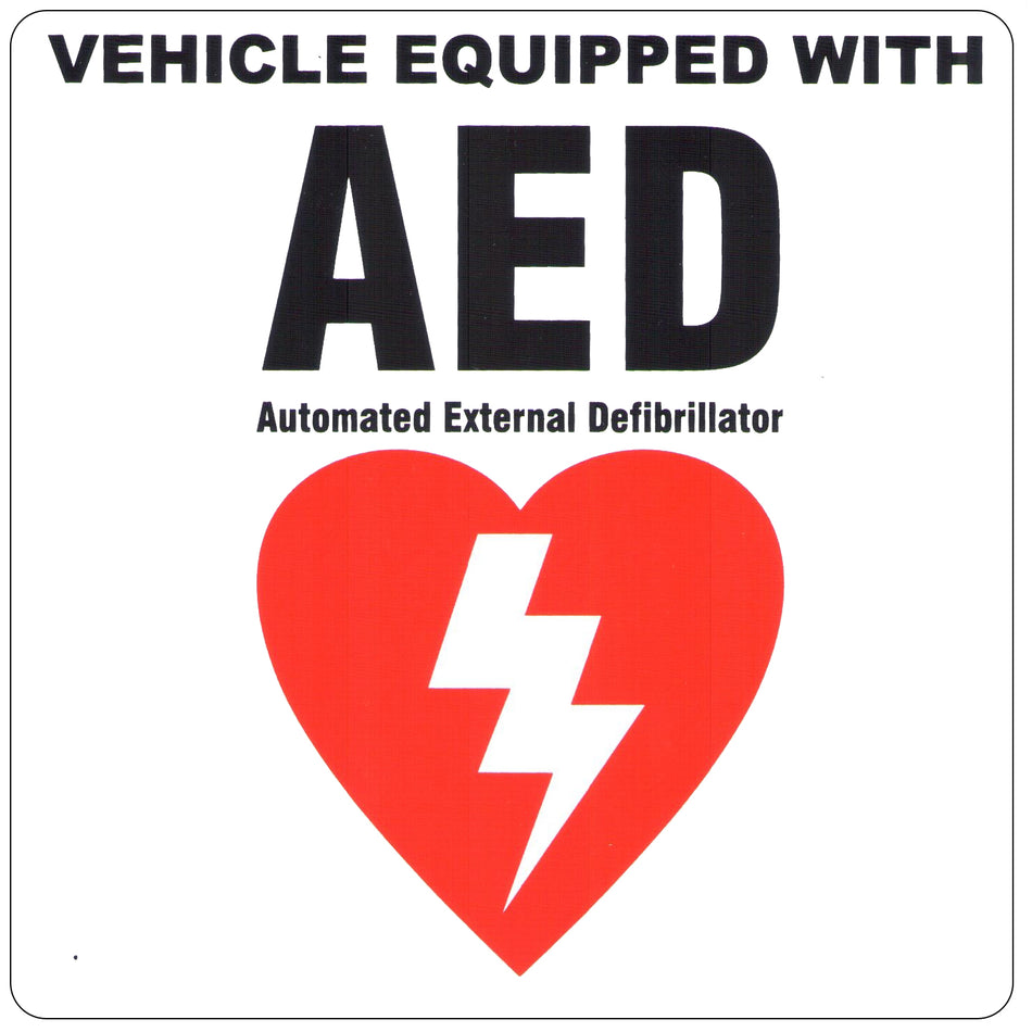 Vehicle Equipped with AED Decal